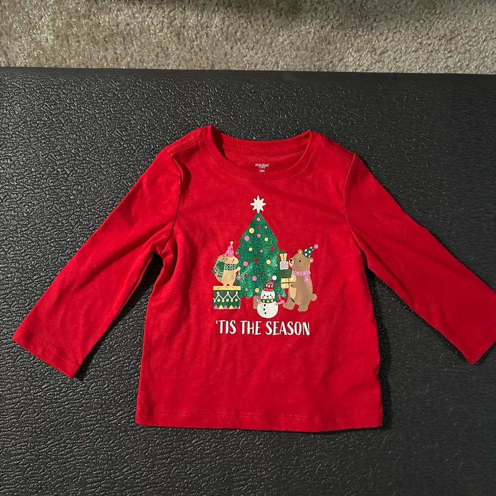 Holiday Time Red Long Sleeve Tee Festive Design